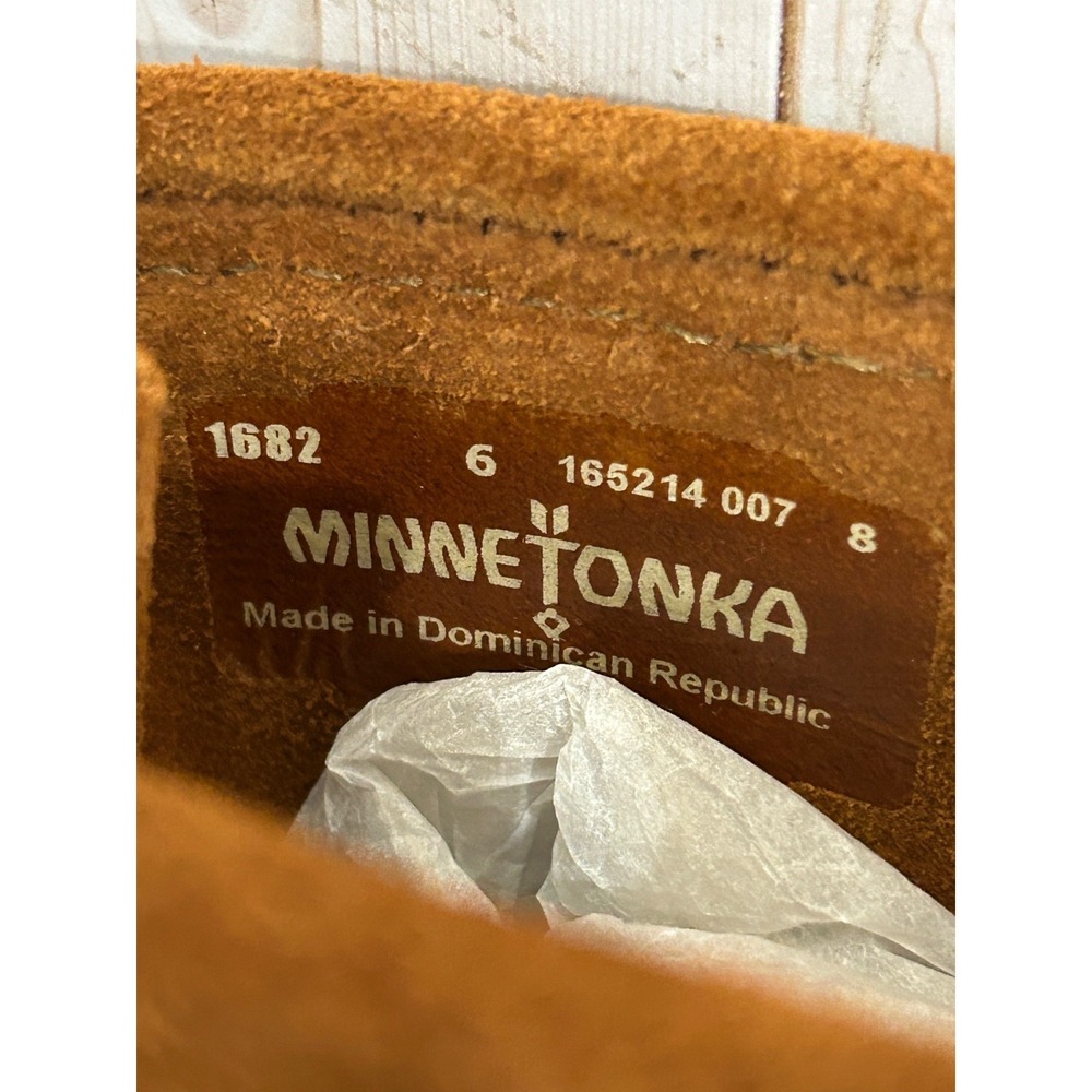 Minnetonka Women's Size 6 Two Layer Fringe Suede Moccasin Size Zipper Boots - Picture 7 of 8